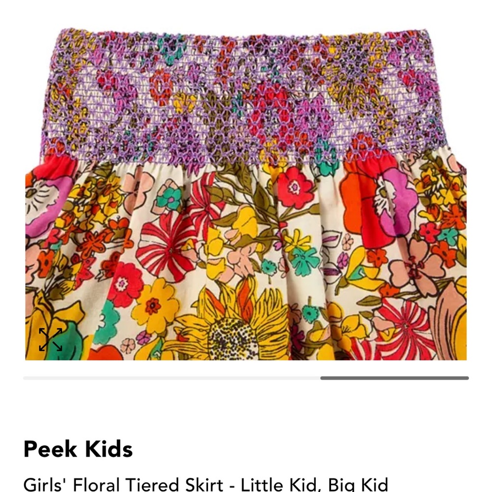Peek brand foral Girls size 6/7 tiered mini skirt with smocked pull-on waist